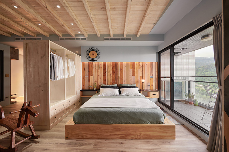 原木工坊床頭壁面造型07