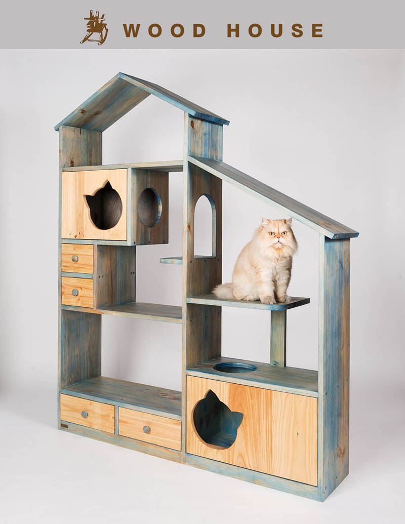 原木貓跳台屋