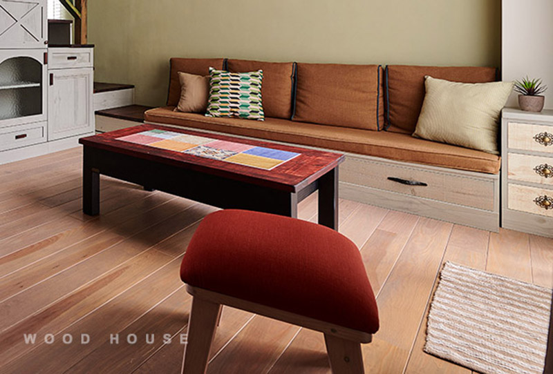 原木貼磚茶几50