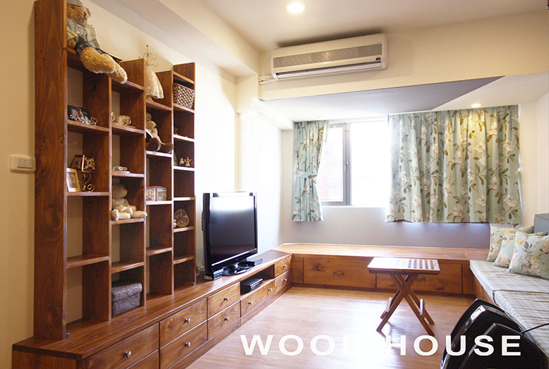 原木電視櫃兼展示書櫃25