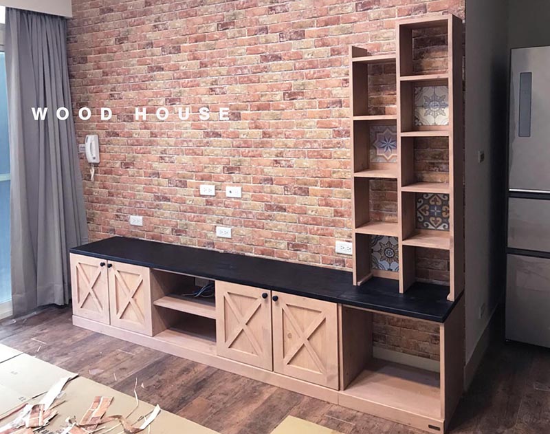 鄉村風電視櫃原木78